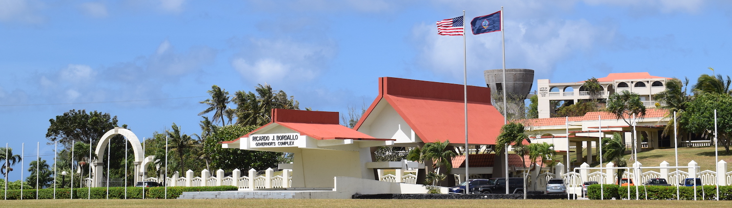 Wide view of the Governor's Complex & Latte of Freedom in Guam