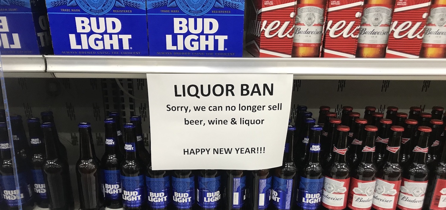 Sign saying Liquor Ban in Pohnpei