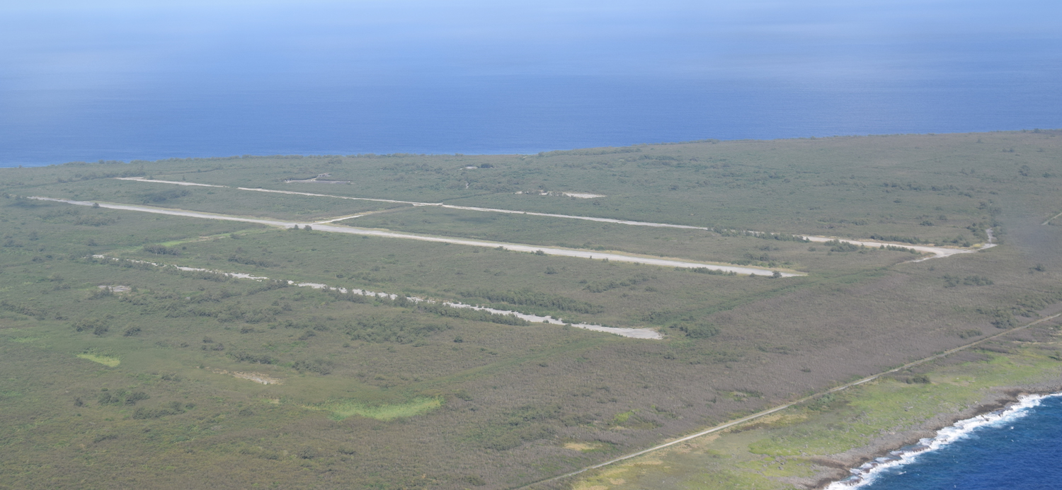 Aerial view of Japanese WW2 runways on Tinian
