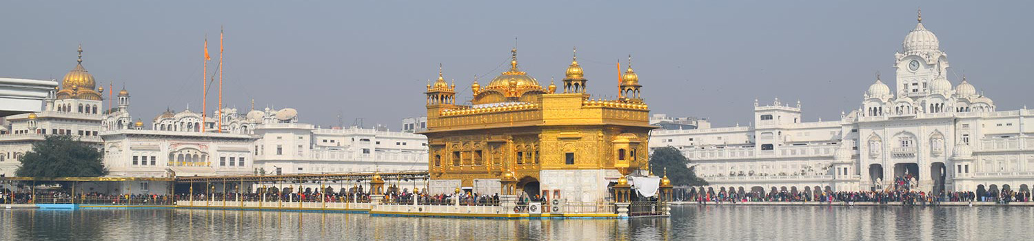 Wide view of Golden Palace of Amritsar in India