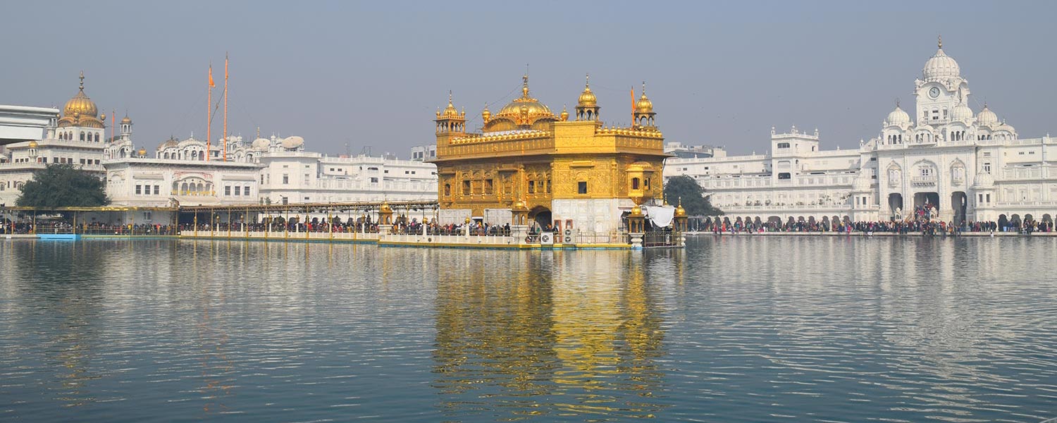 Wide view of Golden Palace of Amritsar in India