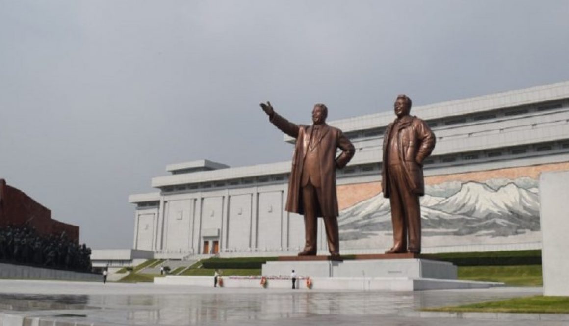 Wide view of the Mansudae Grand Monument in Pyongyang