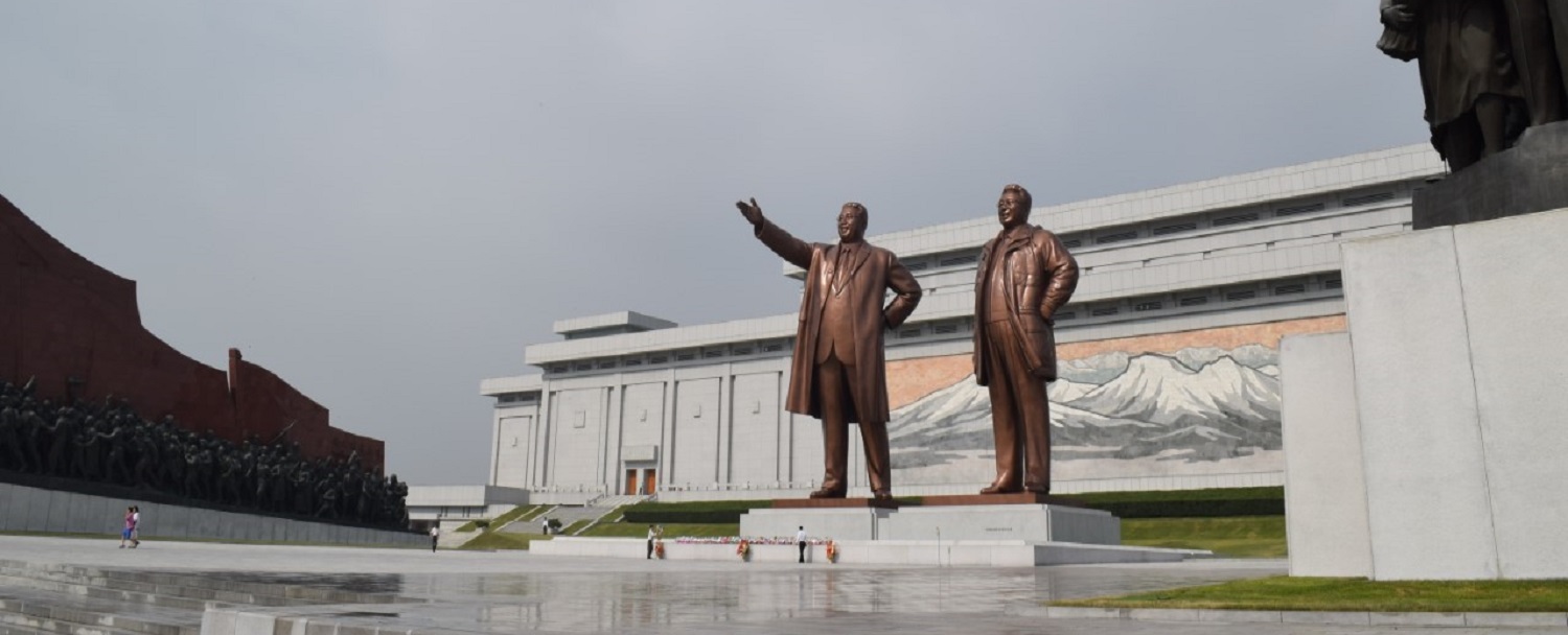 Wide view of the Mansudae Grand Monument in Pyongyang