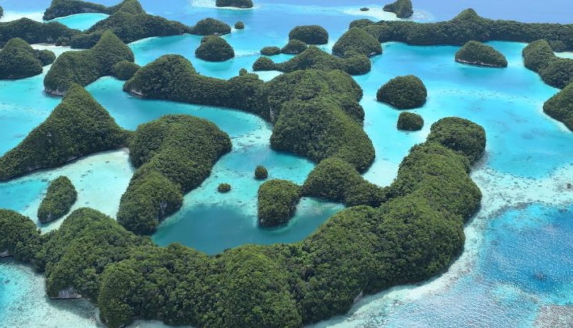 Aerial view of the Rock Islands in Palau